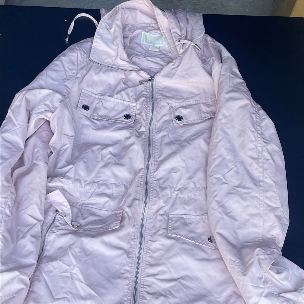 Michael Kors Light Pink hooded rain coat womens large